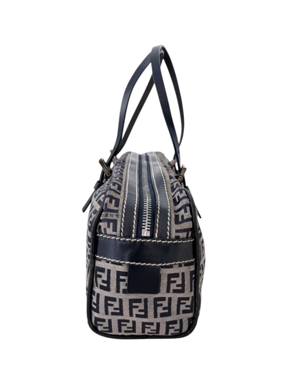 Fendi Navy Blue East West FF Zucchino Canvas Bag - Picture 4 of 14